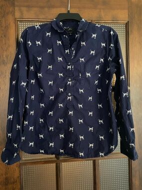 Dalmatian print J. Crew Navy Button-Front Shirt